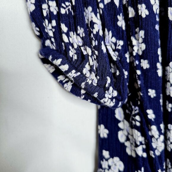 OLD NAVY Long Sleeve Shift Dress NAVY BLUE & WHITE Floral size S Boho Peasant - Picture 3 of 7